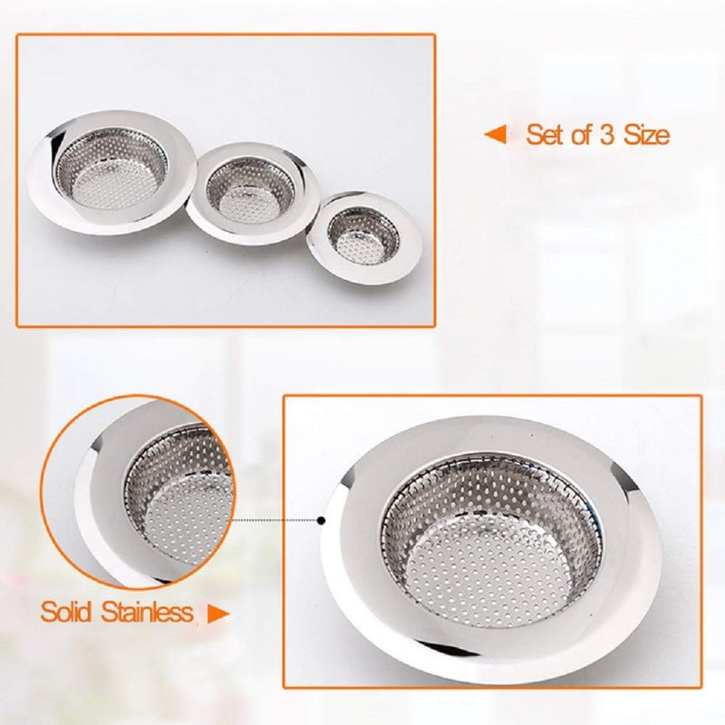 Feeke Hair Catcher Shower Drain(3 Pack), Bathtub Drain Cover, Sink Tub Drain Stopper, Sink Strainer for Kitchen and Bathroom, Hair Stopper for Bathtub Drain Cover Size from 2.13'' to 4.5''. - Image 4